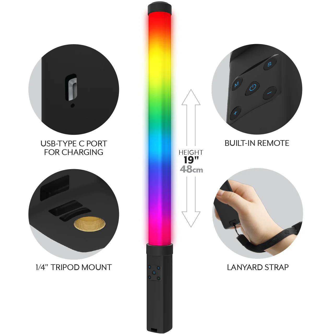 19'' LED WAND, RGB + Lighting Effect - Image 3