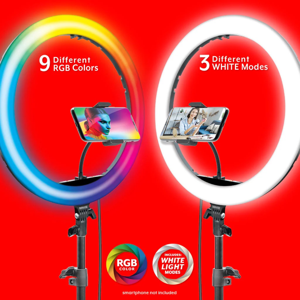 Bower 16" RGB Selfie Ring Light Studio Kit with Wireless Remote Control and Tripod - Image 3