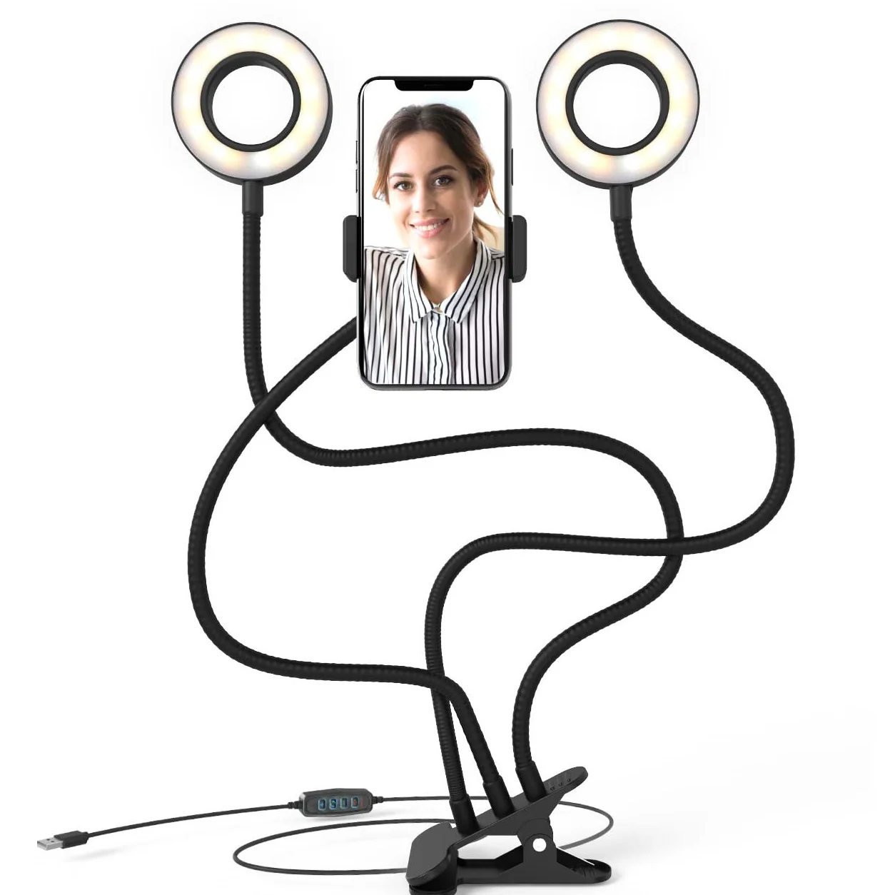 Flexible Studio Twin Ring Light w/ Smartphone holder - Image 2