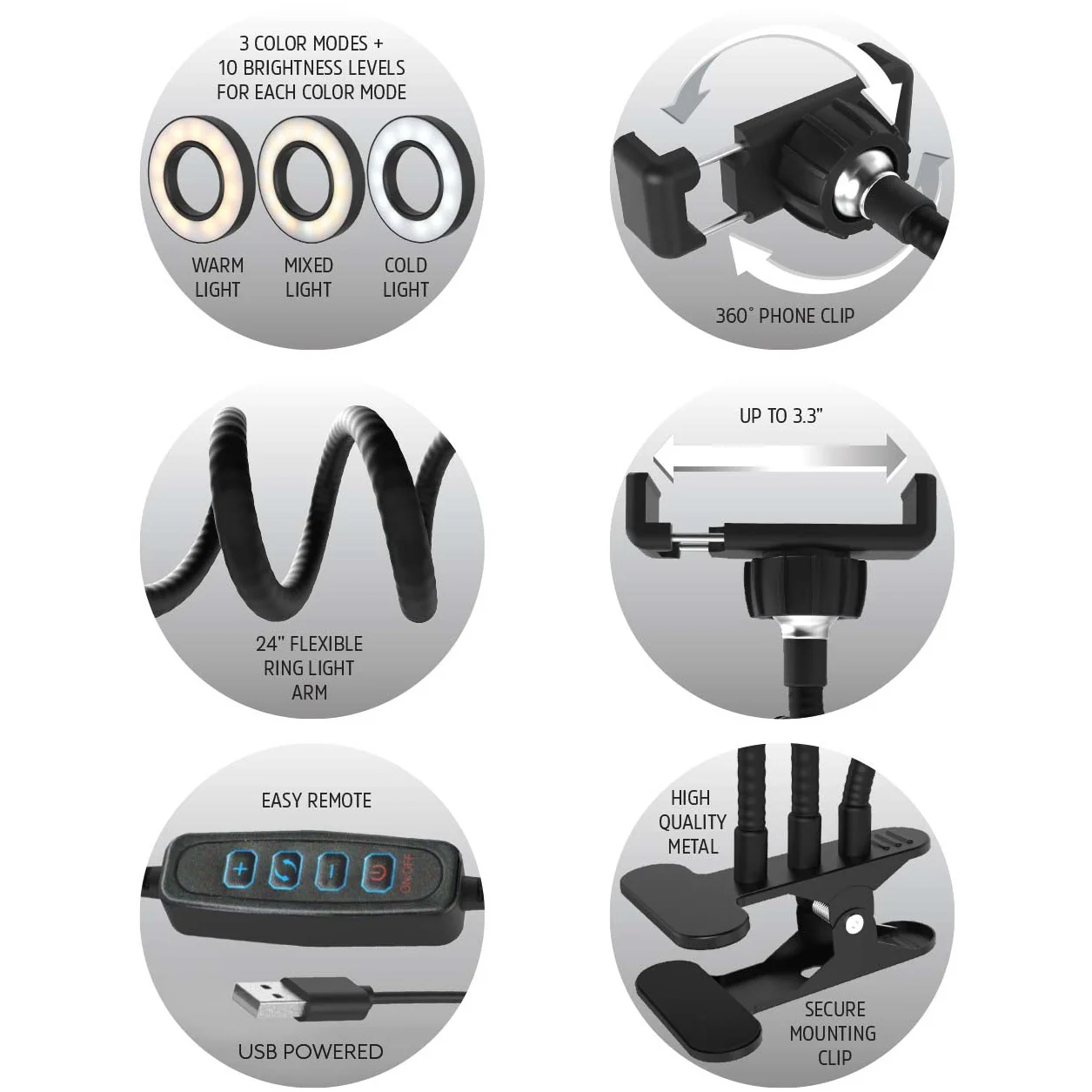 Flexible Studio Twin Ring Light w/ Smartphone holder - Image 4